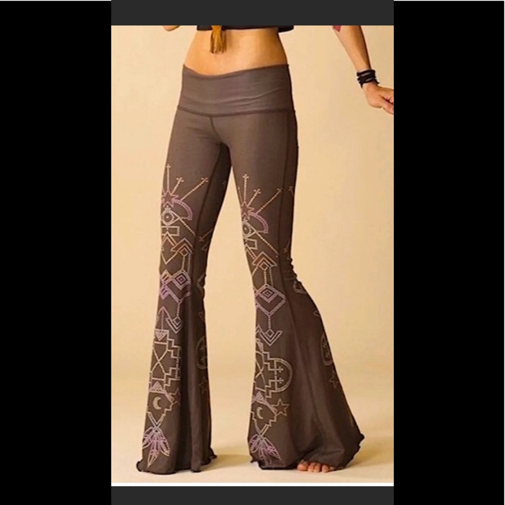 Bohemian Flare Pants - Gray with Purple Accents